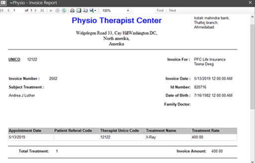 Physiotherapy Software Reporting