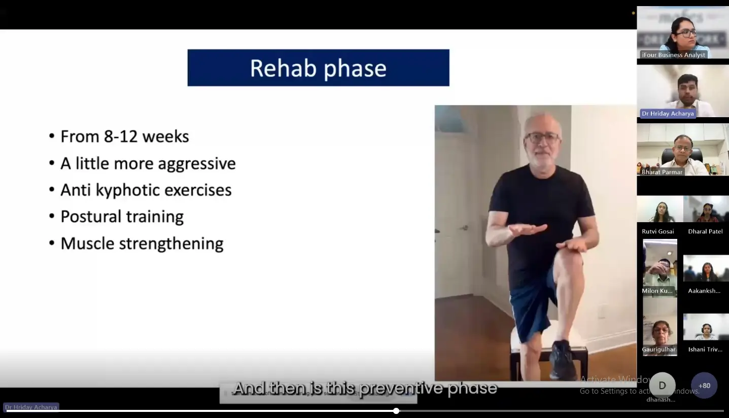 Speaker introduction slide of Dr. Vasav Somani, orthopedic shoulder surgeon, at the rotator cuff tear rehab webinar